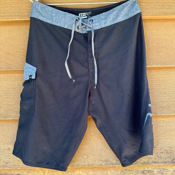 Fox Racing Black Grey Swim Trunks Men's Shorts Size 28 - Picture 1 of 9